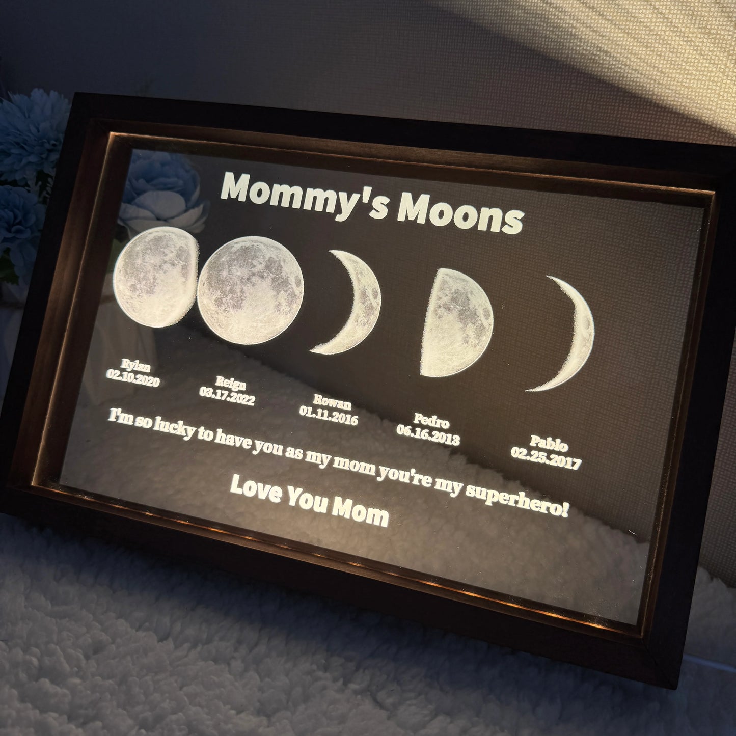 Led Light Frame With Real Moon Phase- Mom's universe