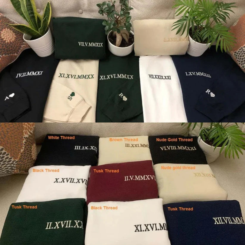 Custom Embroidered Date Roman Numeral Sweatshirt