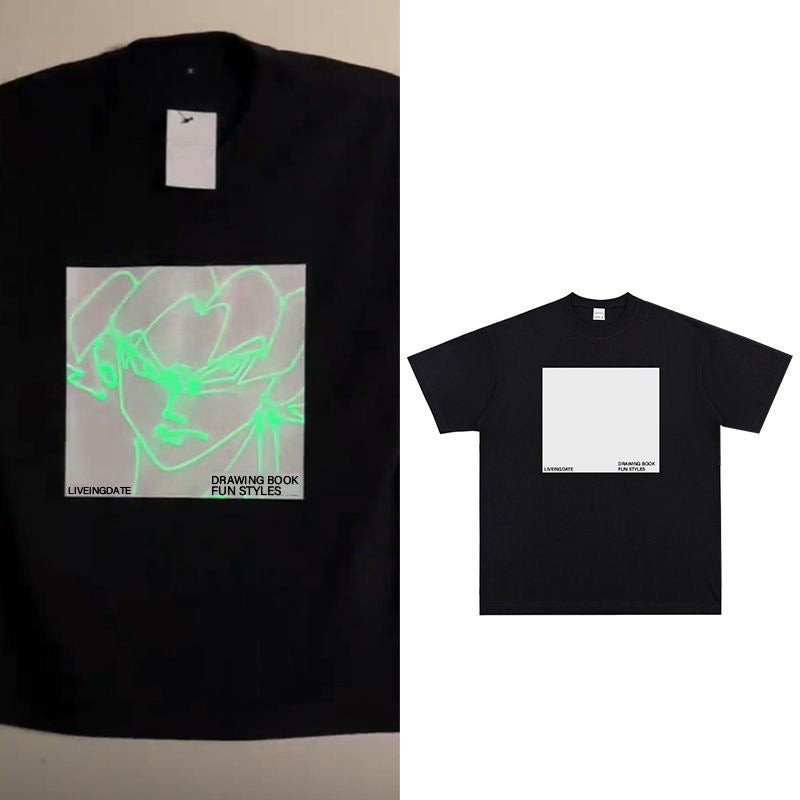 Luminous Box Graphic Tee – Night Glow Aesthetic for Trendsetters