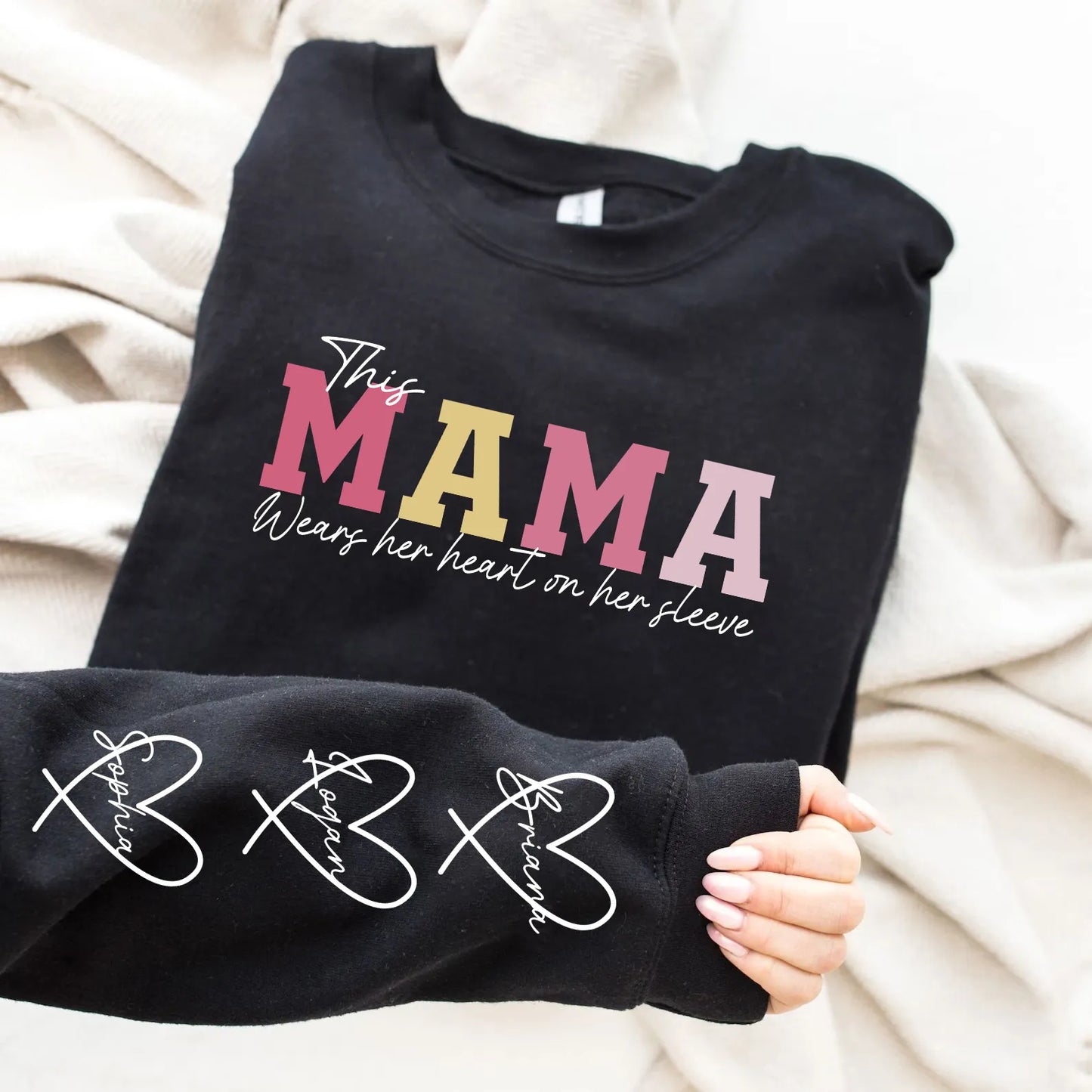 Mom's Heartfelt Sleeve Personalized Sweatshirt