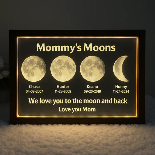 Personalized LED Moon Phase Frame – “Mom, You Are My Universe”