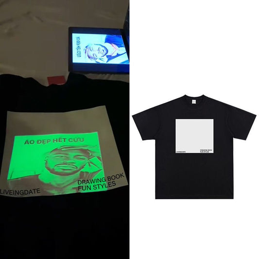 Luminous Box Graphic Tee – Night Glow Aesthetic for Trendsetters