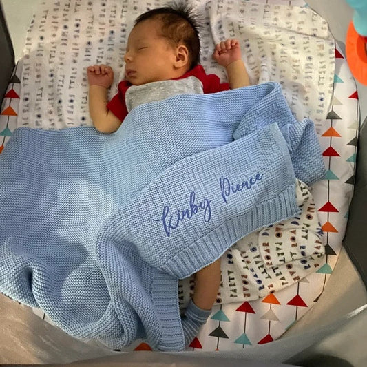 Personalized Baby Gift, Soft Cotton Knit baby blanket